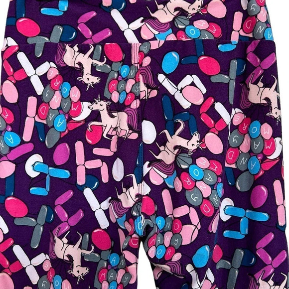 LulaRoe Women's Birthday Celebration Unicorn & Balloons Purple Leggings One Size - Picture 7 of 7